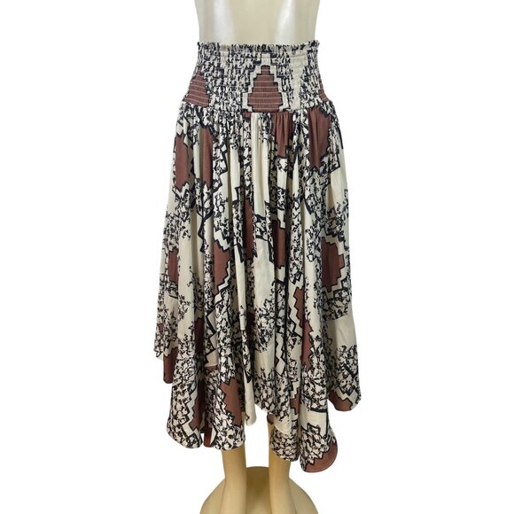 Anthropologie Women’s Multicolor Smocked Waist Soft Midi Skirt Size XS - Picture 1 of 7
